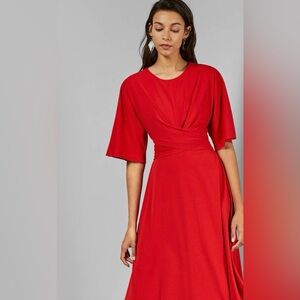 Ted Baker Syrrina Red Wrap Around Open Back Midi Dress Red